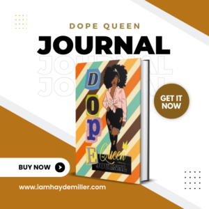 This pinstrips retro look journal with a black beautiful queen titled Dope Queen
