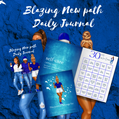 blue and white womens journal mockup
